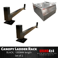 Black Ladder Racks for Canopy 1300MM Long 1200MM Internal Width Square Bar Alloy Set of 2