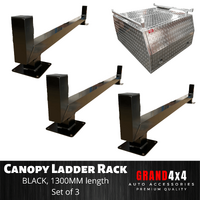Black Ladder Racks for Canopy 1300MM Long 1200MM Internal Width Square Bar Alloy Set of 3