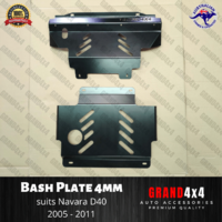 Steel Bash Plate 4mm to suit Nissan Navara D40 2005-2011 ST ST-X RX 2pc Black