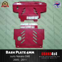 Steel Bash Plate 4mm to suit Nissan Navara D40 2005-2011 ST ST-X RX 2pc Red