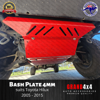 Steel Bash Plate 4mm Red 2pc to suit Toyota Hilux N70 SR SR5 2005 - 2015 