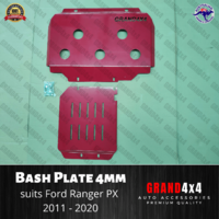 Steel Bash Plate Heavy Duty 2pc 4mm Red to suit Ford Ranger PX 2011 - 2020