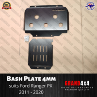 Steel Bash Plate Heavy Duty 2pc 4mm Black to suit Ford Ranger PX 2011 - 2020