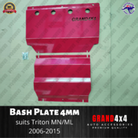 Steel Bash Plate Heavy Duty 4mm Red to suit Mitsubishi Triton MN/ML 2006-2015