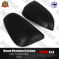 Side Door Mirror Cover Matte Black Trim to suit Toyota Hilux 2015+