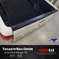 Tailgate Cover Cap Trim Rail Guard Matte Black for Ford Ranger PX 2011 - 2022