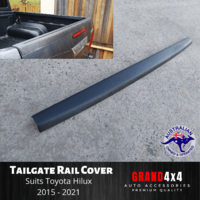Tailgate Cover Cap Trim Rail Guard Matte Black for Toyota Hilux 2015 - 2021