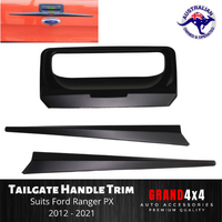 Tailgate Handle Cover Surround Trims Matte Black for Ford Ranger PX 2012 - 2021