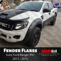 Black Fender Flares Wheel Arch Guard Cover to suit Ford Ranger PX1 2011 - 2015