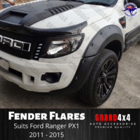 Black Fender Flares FRONT ONLY Guard Cover to suit Ford Ranger PX1 2011 - 2015