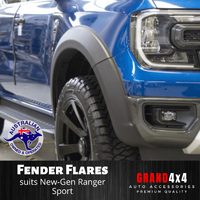 Matte Black Fender Flares to suit Ford Ranger Sport New Gen 2022+ Dual Cab 