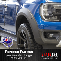 Matte Black Fender Flares to suit Ford Ranger XLT/XLS/XL New Gen 2022+ Dual Cab