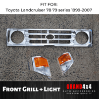 Front Chrome Grill + Corner Light for Toyota Landcruiser 78 79 series 1999-2007