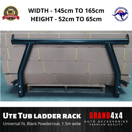 Black Steel Heavy Duty Adjustable Width Height UTE Tub Ladder Rack Roll bar