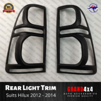 Matte Black Rear Light Trim Cover Surrounds for Toyota Hilux 2012 - 2014