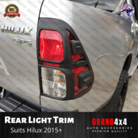 Matte Black Rear Light Trim Cover Surrounds for Toyota Hilux 2015 - 2019