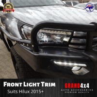 Matte Black Front Light Trim Cover Surrounds for Toyota Hilux 2015 - 2019 SR5