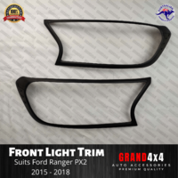 Matte Black Front Light Trim Cover Surrounds for Ford Ranger PX2 PX3 2015-2021