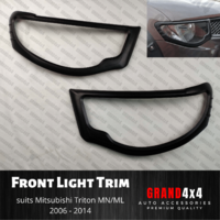 Matte Black Front Light Trim Cover Surrounds for Mitsubishi Triton MN ML 06-14