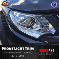 Matte Black Front Light Trim Cover Surrounds for Mitsubishi Triton MQ 2015-2018