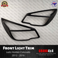 Matte Black Front Light Trim Cover Surrounds for Holden Colorado 2012-2016