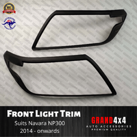 Matte Black Front Light Trim Cover Surrounds for Nissan Navara NP300 2015-2019