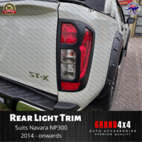 Matte Black Rear Light Trim Cover Surrounds for Nissan Navara NP300 2015-2019