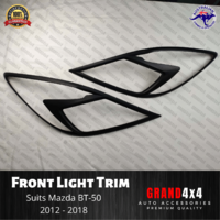 Matte Black Front Light Trim Cover Surrounds for Mazda BT-50 2012-2018 BT50