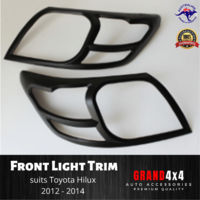 Matte Black Front Light Trim Cover Surrounds for Toyota Hilux 2012 - 2014