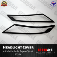 Matte Black Front Light Trim Cover to suit Mitsubishi Pajero Sport 2020+