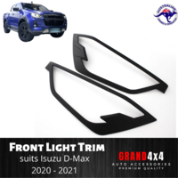 Matte Black Front Light Trim Cover Surrounds for Isuzu D-Max DMax 2020 - 2022