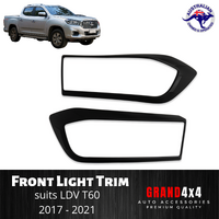 Matte Black Front Light Trim Cover Surrounds for LDV T60 2017 - 2021 