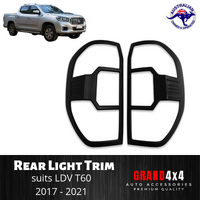 Matte Black Rear Light Trim Cover Surrounds for LDV T60 2017 - 2021