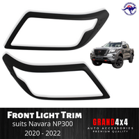 Matte Black Front Light Trim Cover for Nissan Navara NP300 2020 - 2022 ST / STX