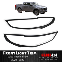 Matte Black Front Light Trim Cover Surrounds for Mazda BT-50 2020 - 2022 BT50