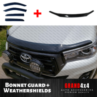 Bonnet Protector Guard+Window Visors Weathershield suits Toyota Hilux 2015-2019