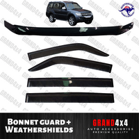 Bonnet Protector Guard + Window Visors suits Mitsubishi Pajero 2007 - 2019