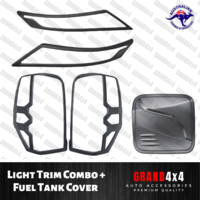 Front + Rear Light Trim + Fuel Tank Cover for Mitsubishi Triton MR 2018 - 2022