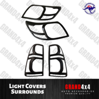 Front + Rear Light Covers Trim Surrounds Combo to suit Toyota Hilux 2012 - 2014