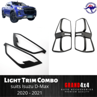 Front + Rear Head Tail Light Covers Trim to suit Isuzu D-Max Dmax 2020 - 2023