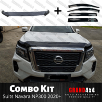 Bonnet Protector Guard + Window Visors to suit Nissan Navara NP300 2020 - 2022