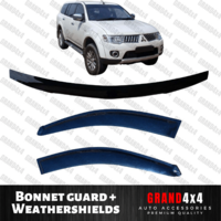 Bonnet Protector + Window Visors Tinted for Mitsubishi Challenger 2009 - 2015