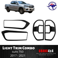 Front + Rear Light Covers Trim Matte Black Combo to suit LDV T60 2017 - 2021