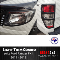 Front + Rear Light Covers Trim Matte Black for Ford Ranger PX1 2011 - 2015