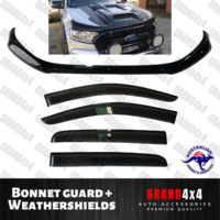 Bonnet Protector Guard + Weathershields Window Visors for Ford Raptor 2015-2021