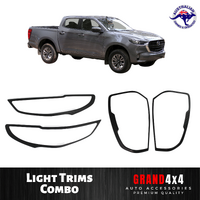 Front + Rear Light Covers Trim Matte Black for Mazda BT-50 2020 - 2022 BT-50