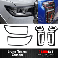 Front + Rear Head Tail Light Trims for GWM Cannon Ute 2019+ Great Wall Cannon