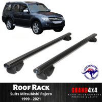 2x BLACK Cross Bar Roof Racks for Mitsubishi Pajero 1999-2021 connect to rail