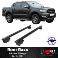 2x BLACK Cross Bar Roof Racks for Ford Ranger 2012 - 2021 with Raised Roof Rails