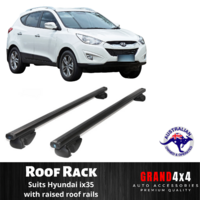 2x BLACK Cross Bar Roof Racks for Hyundai ix35 with Raised Roof Rail